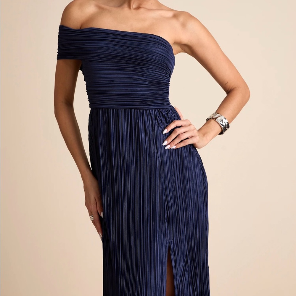 One Shoulder Plisse Maxi